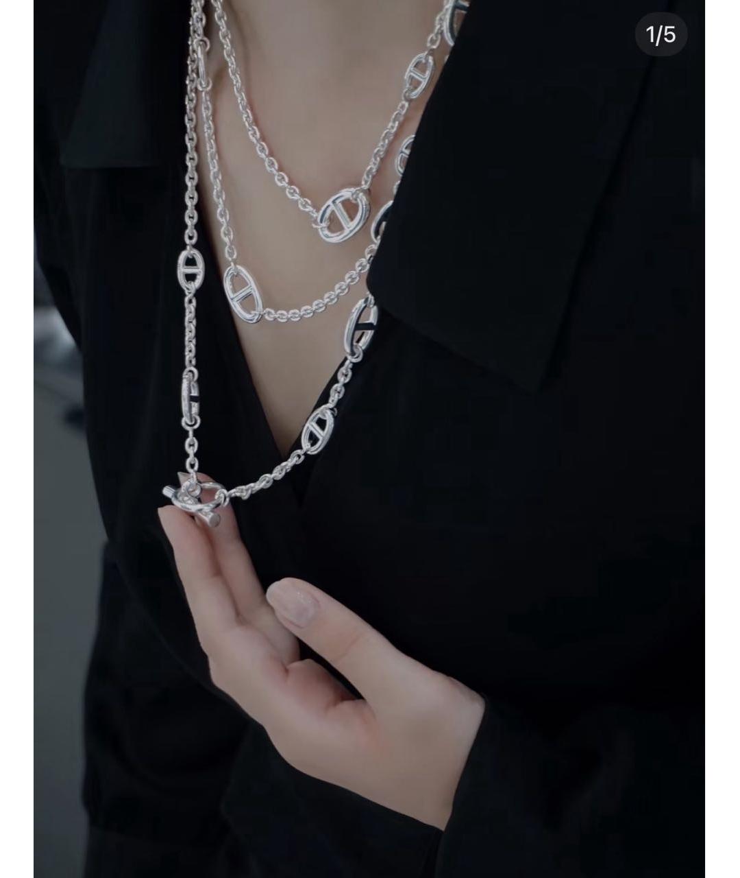 HERMES Серебряное серебряное колье, фото 5