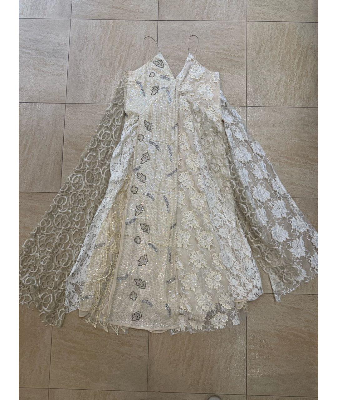 ERIKA CAVALLINI Бежевое полиэстеровое коктейльное платье, фото 6