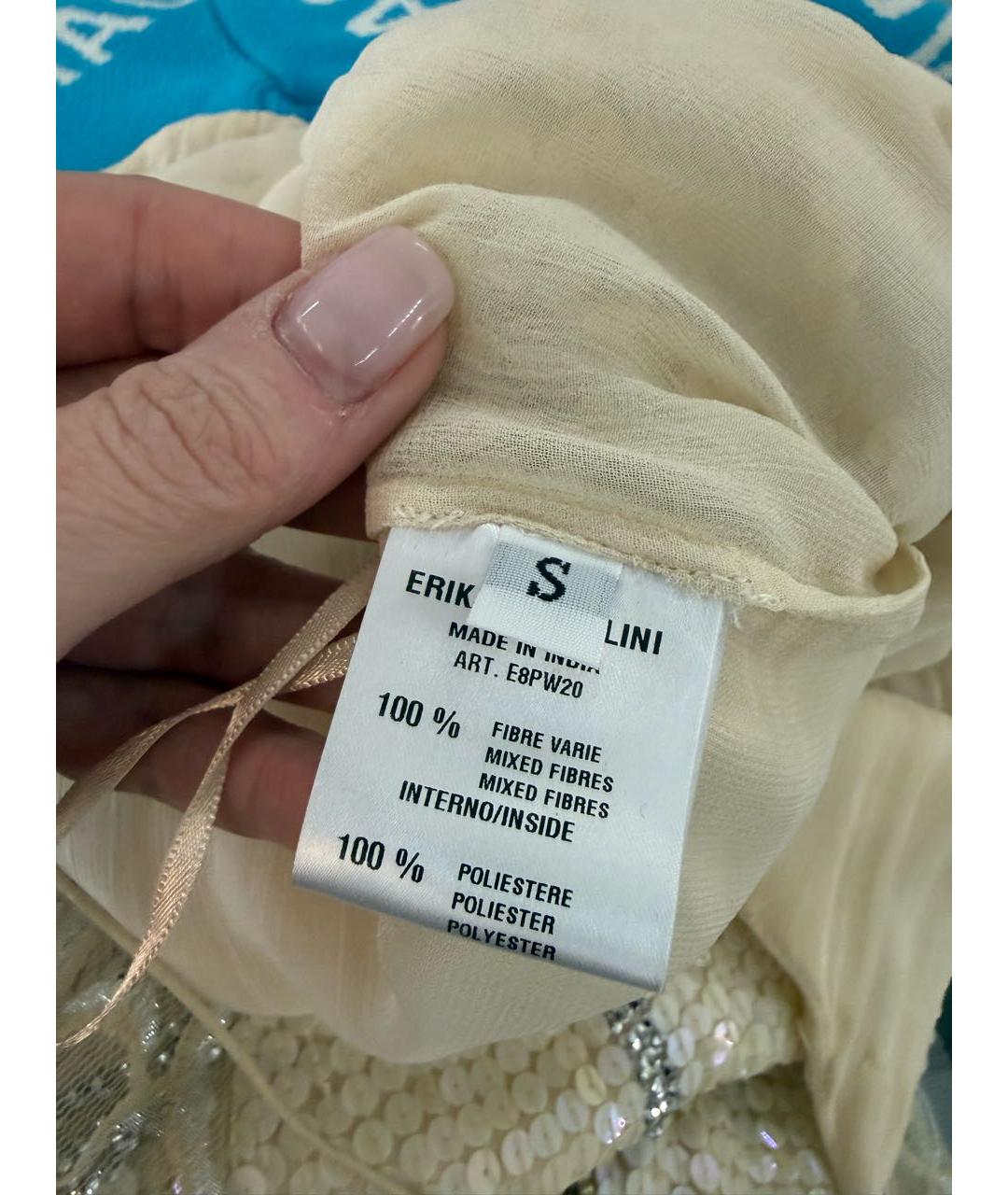 ERIKA CAVALLINI Бежевое полиэстеровое коктейльное платье, фото 5