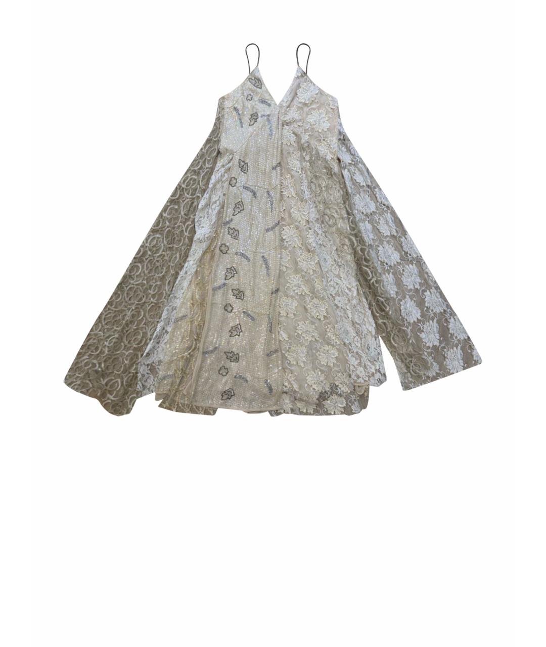 ERIKA CAVALLINI Бежевое полиэстеровое коктейльное платье, фото 1