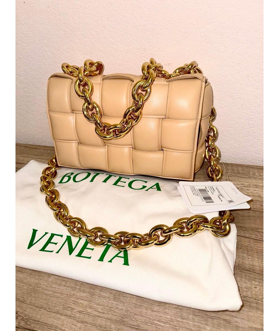 BOTTEGA VENETA Бежевая кожаная сумка через плечо, фото 2