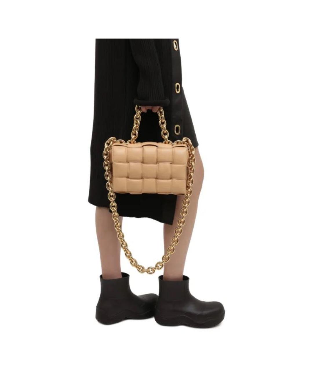 BOTTEGA VENETA Бежевая кожаная сумка через плечо, фото 5