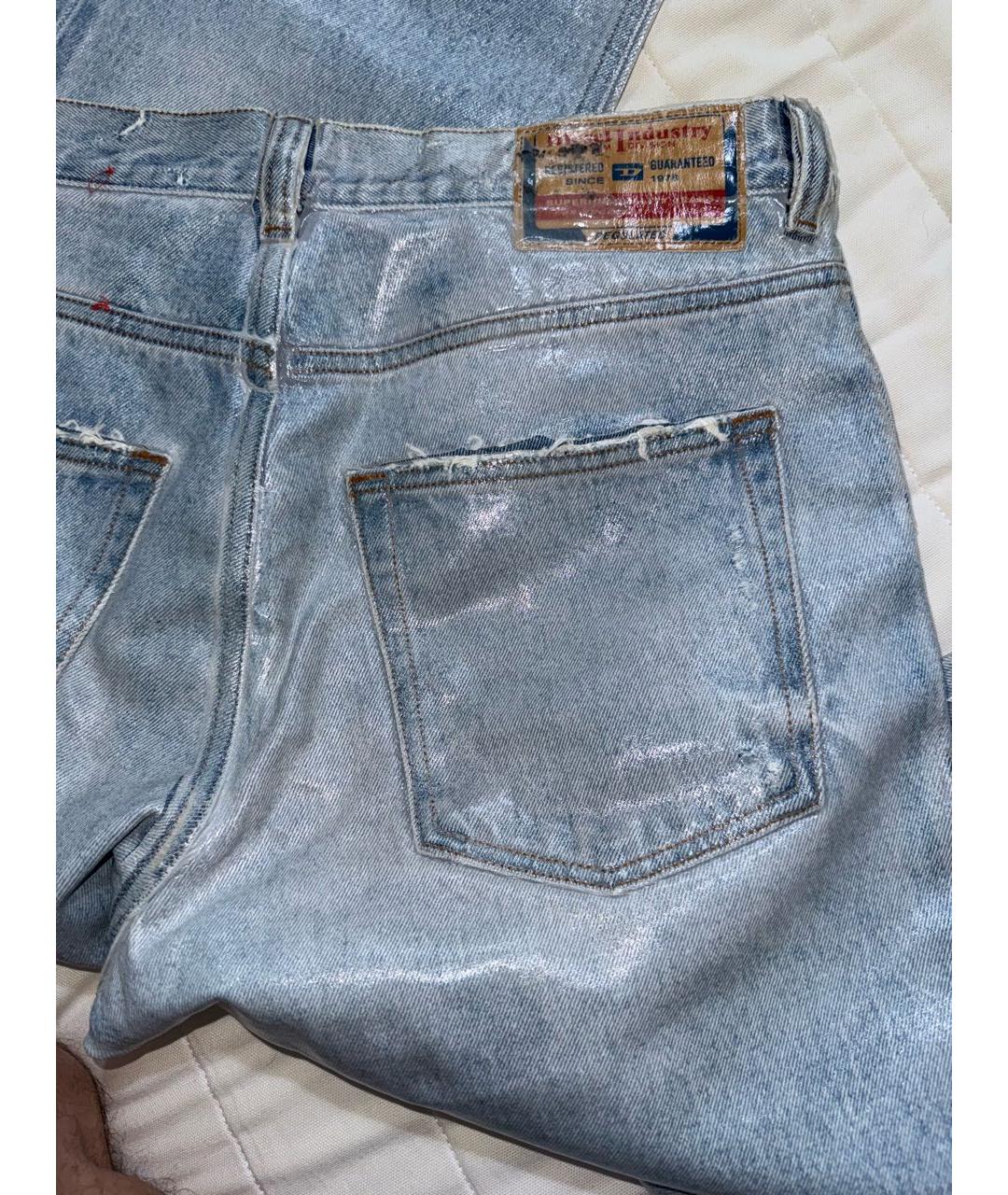DIESEL Голубые хлопок-полиэтиленовые прямые джинсы, фото 4