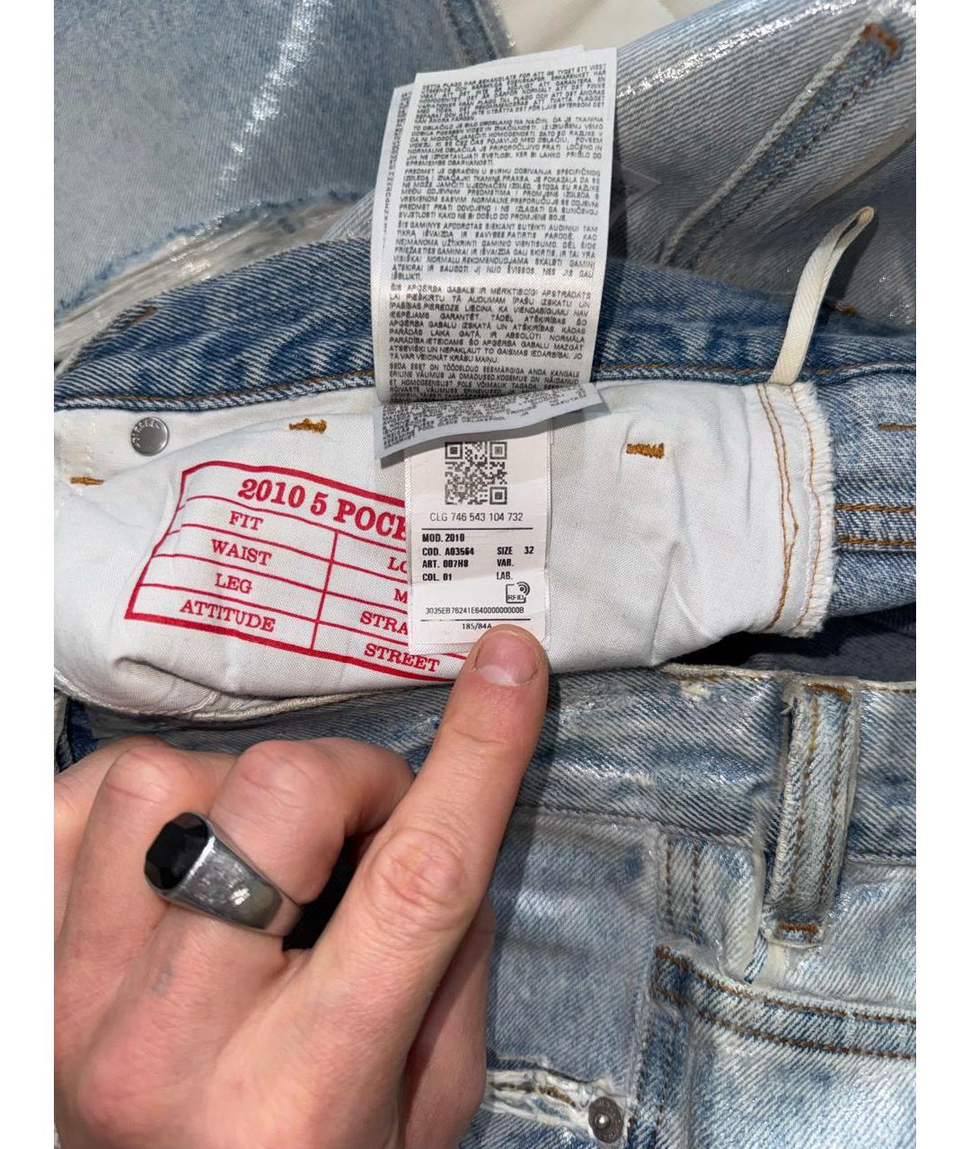 DIESEL Голубые хлопок-полиэтиленовые прямые джинсы, фото 6