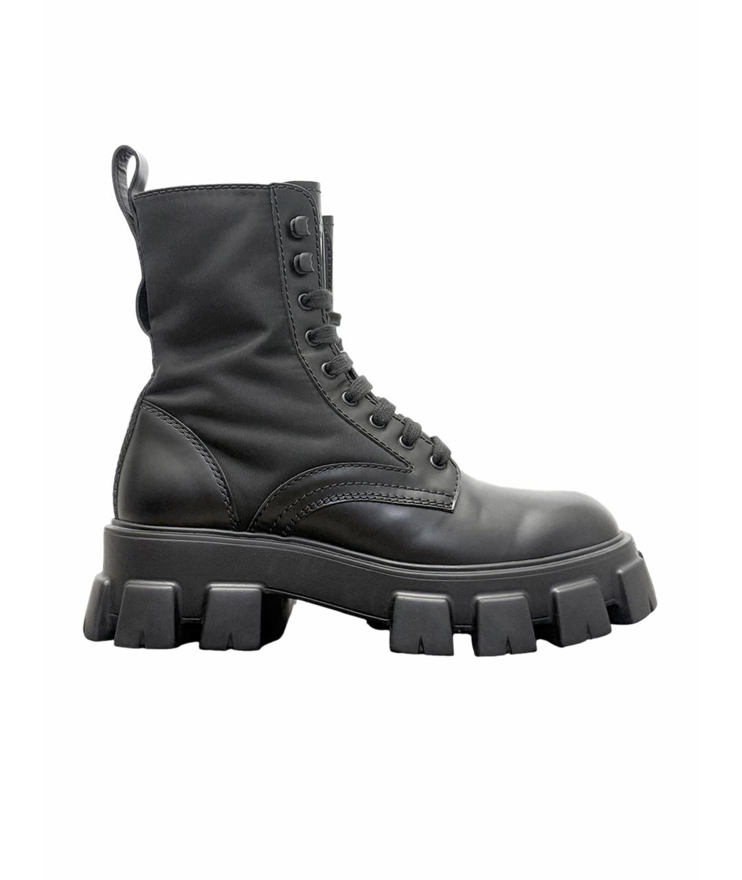 PRADA Черные кожаные ботинки, фото 1