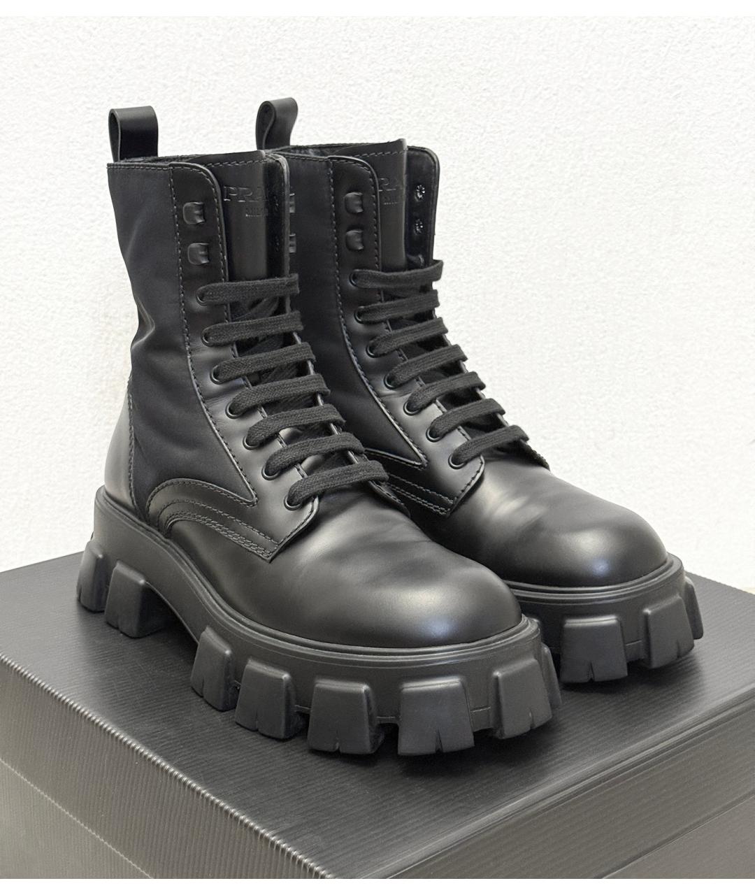PRADA Черные кожаные ботинки, фото 7