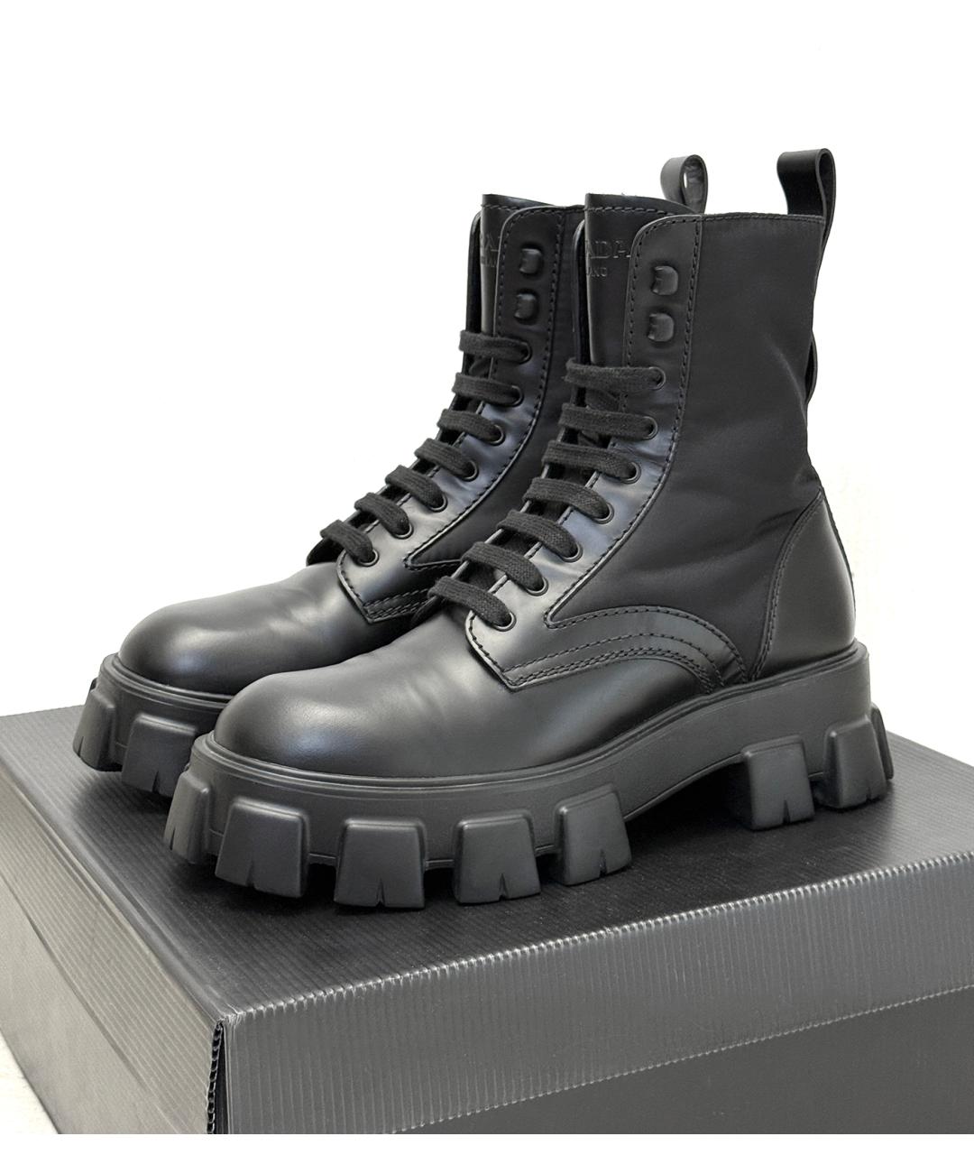 PRADA Черные кожаные ботинки, фото 2