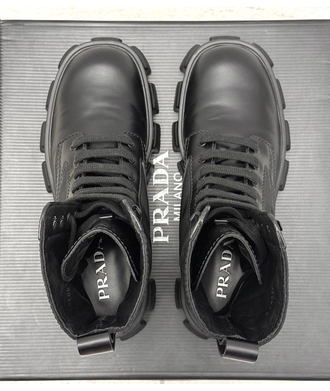 PRADA Черные кожаные ботинки, фото 5