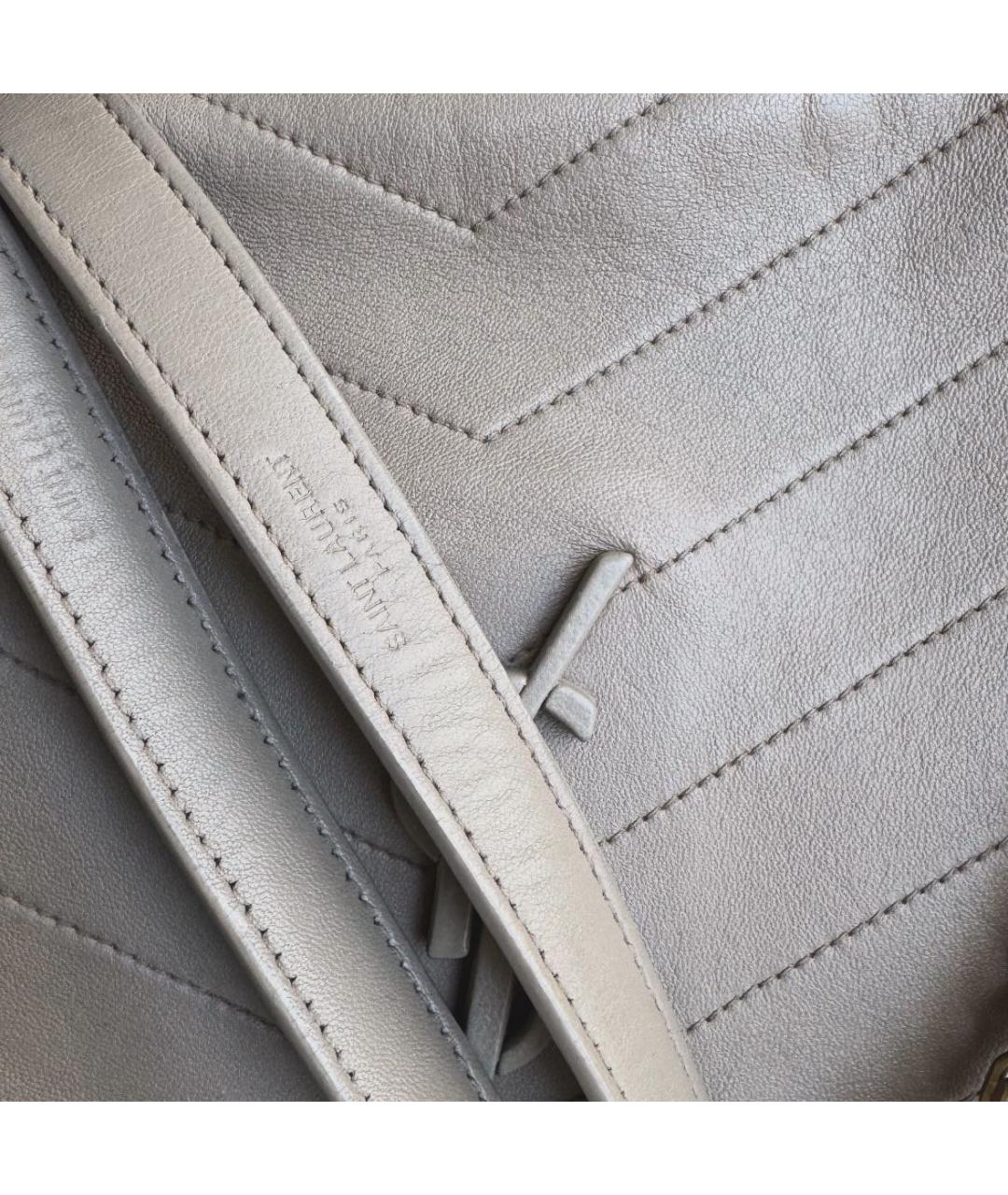 SAINT LAURENT Бежевая кожаная сумка через плечо, фото 4