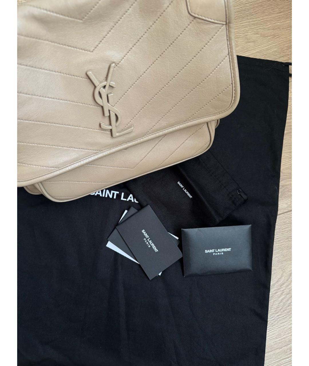 SAINT LAURENT Бежевая кожаная сумка через плечо, фото 6