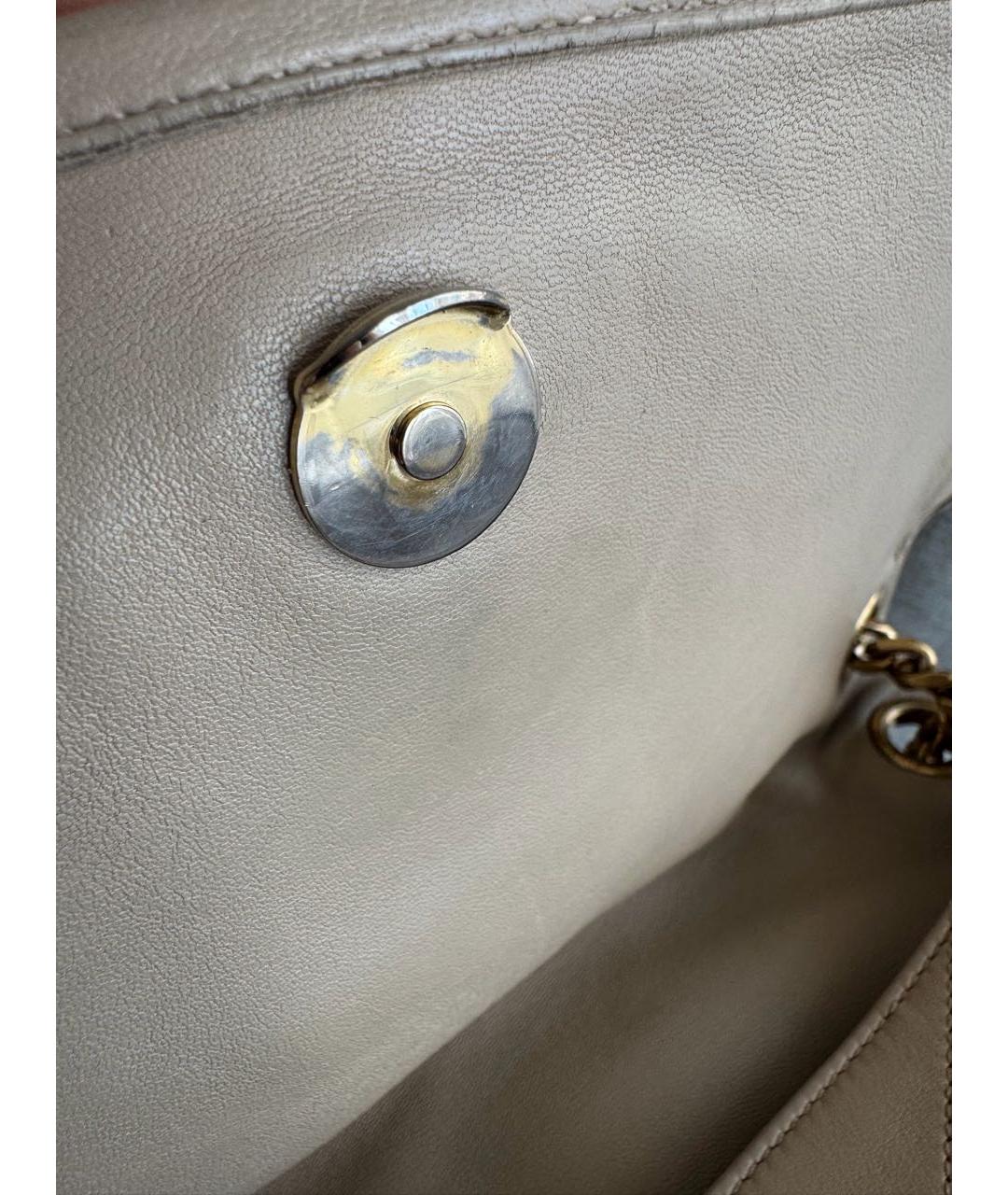 SAINT LAURENT Бежевая кожаная сумка через плечо, фото 7