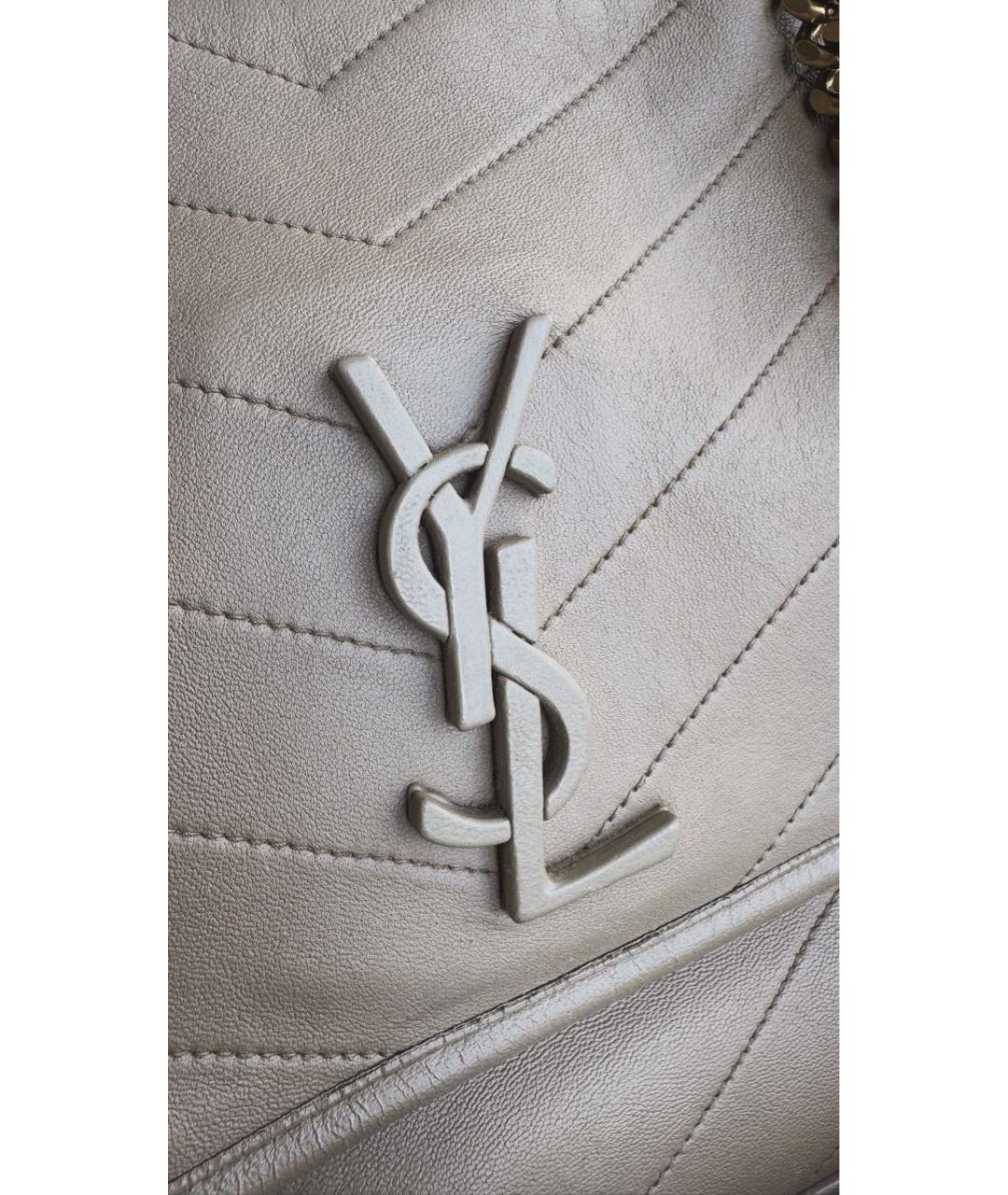 SAINT LAURENT Бежевая кожаная сумка через плечо, фото 2