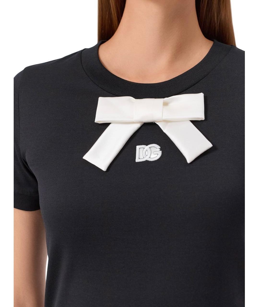 DOLCE&GABBANA Черная хлопковая футболка, фото 4