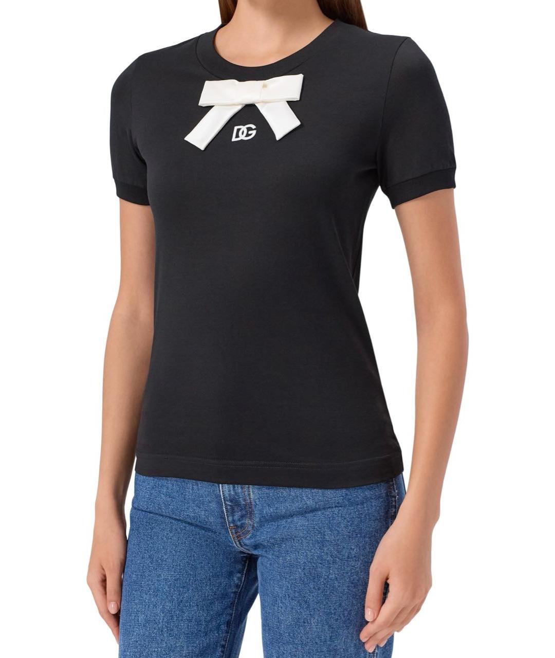 DOLCE&GABBANA Черная хлопковая футболка, фото 2