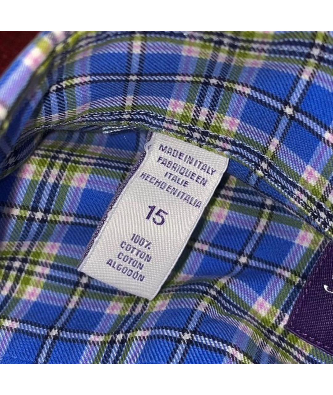 RALPH LAUREN Голубая хлопковая классическая рубашка, фото 3