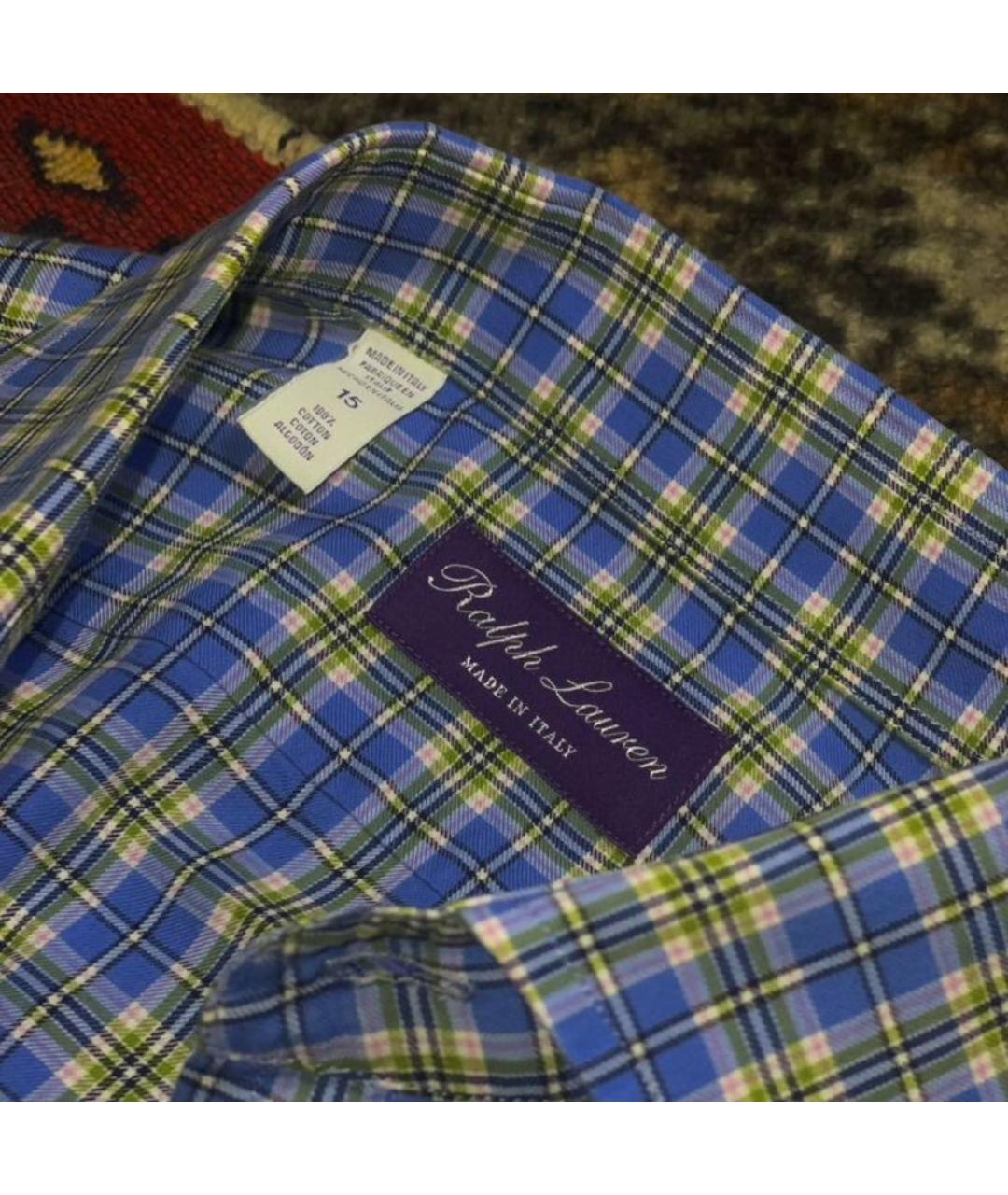 RALPH LAUREN Голубая хлопковая классическая рубашка, фото 2