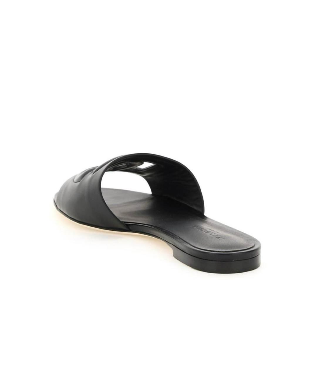 DOLCE&GABBANA Черные кожаные шлепанцы, фото 2