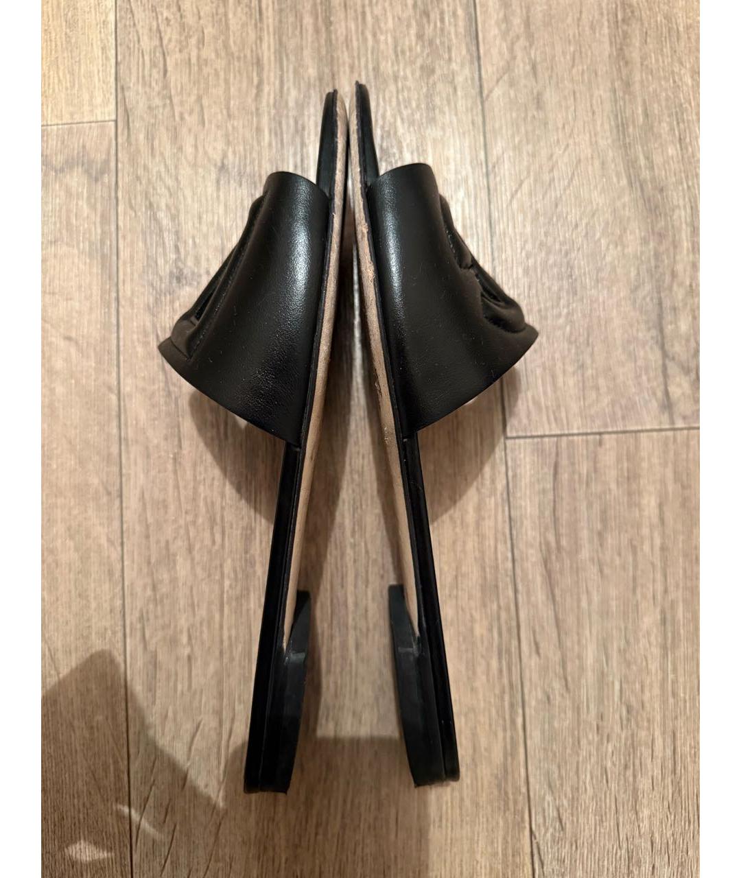 DOLCE&GABBANA Черные кожаные шлепанцы, фото 7