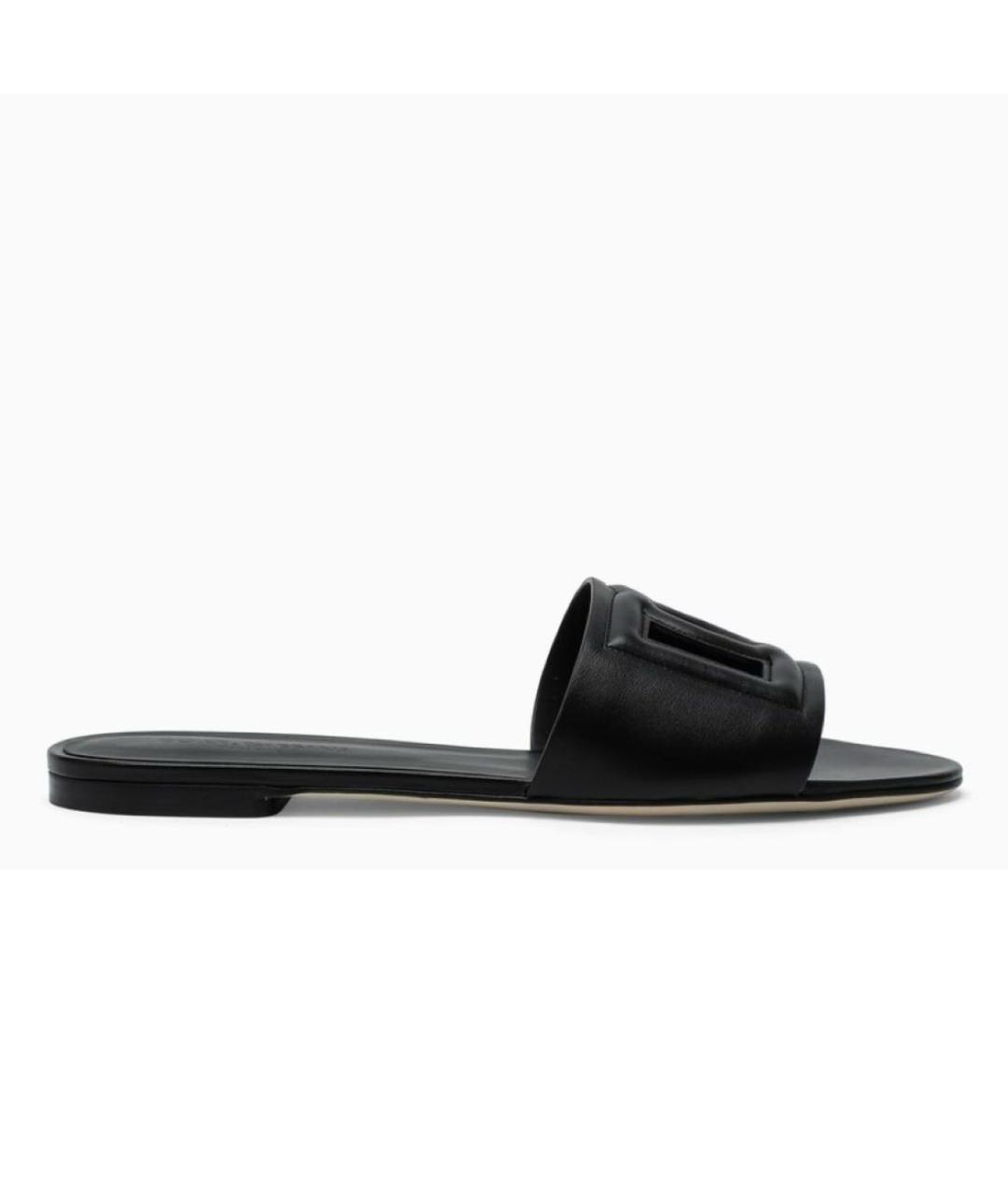 DOLCE&GABBANA Черные кожаные шлепанцы, фото 3