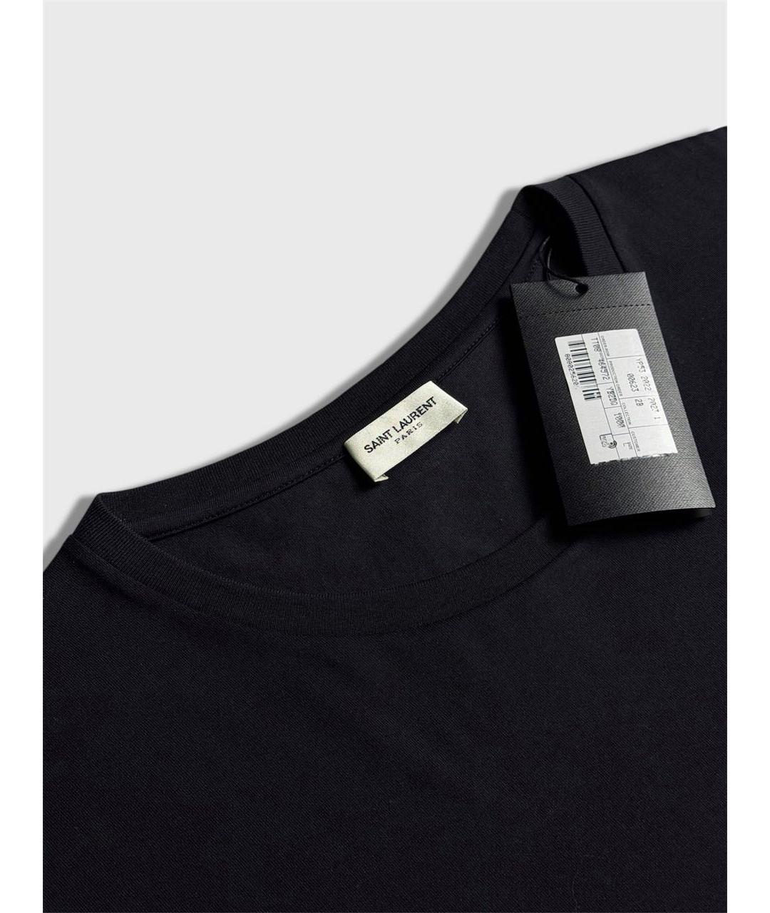 SAINT LAURENT Черная хлопковая футболка, фото 3