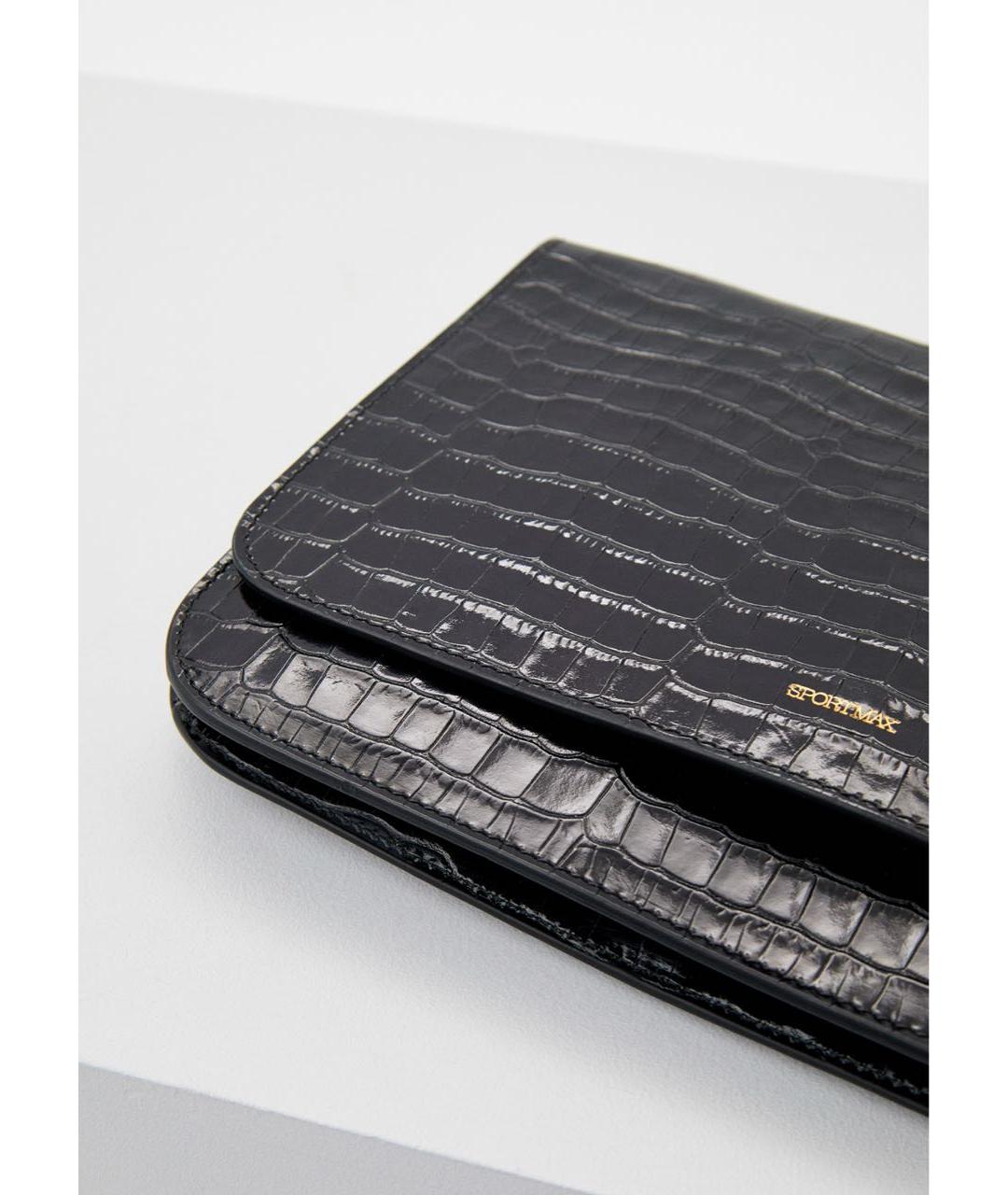 SPORTMAX Черная кожаная сумка через плечо, фото 5