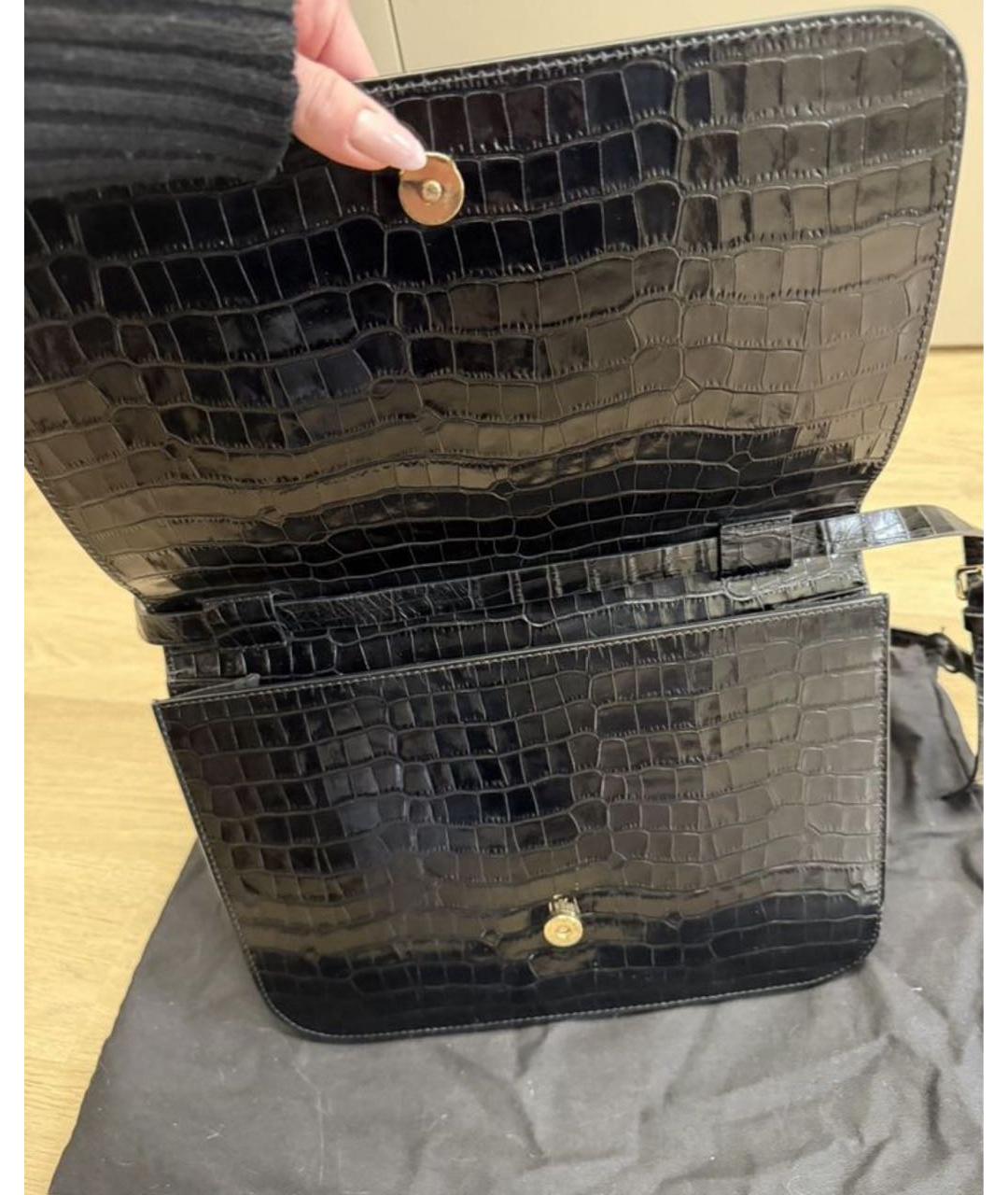 SPORTMAX Черная кожаная сумка через плечо, фото 7