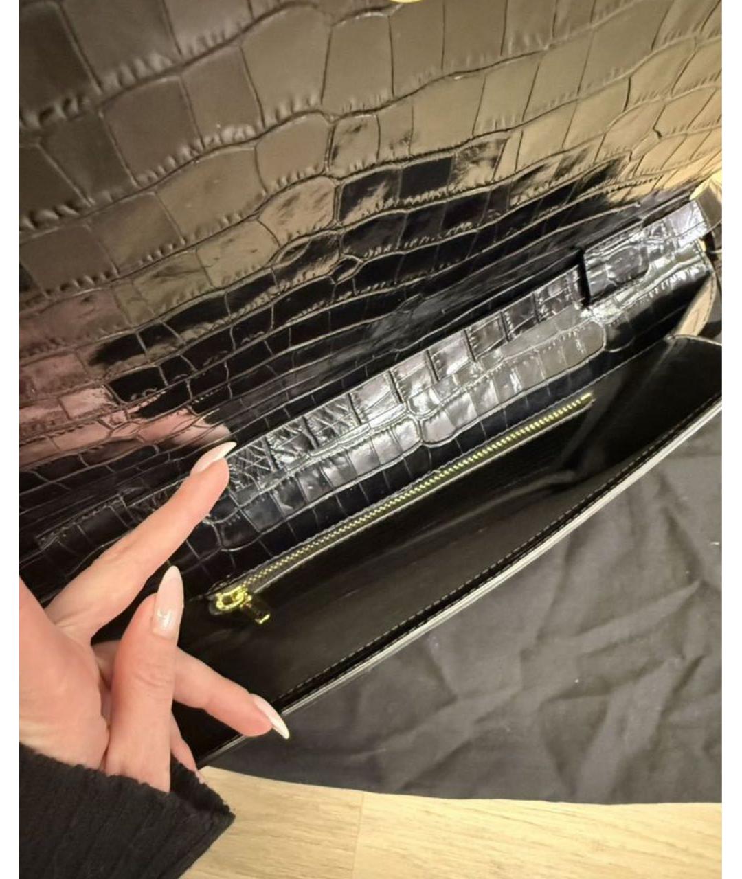 SPORTMAX Черная кожаная сумка через плечо, фото 6