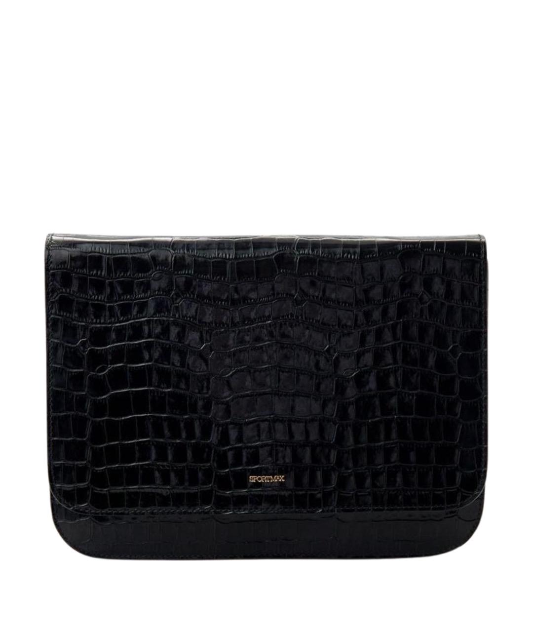 SPORTMAX Черная кожаная сумка через плечо, фото 1