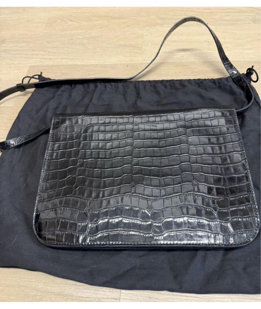 SPORTMAX Черная кожаная сумка через плечо, фото 3