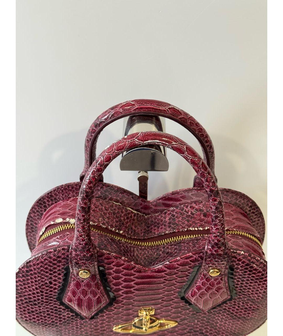 VIVIENNE WESTWOOD Бордовая кожаная сумка с короткими ручками, фото 3