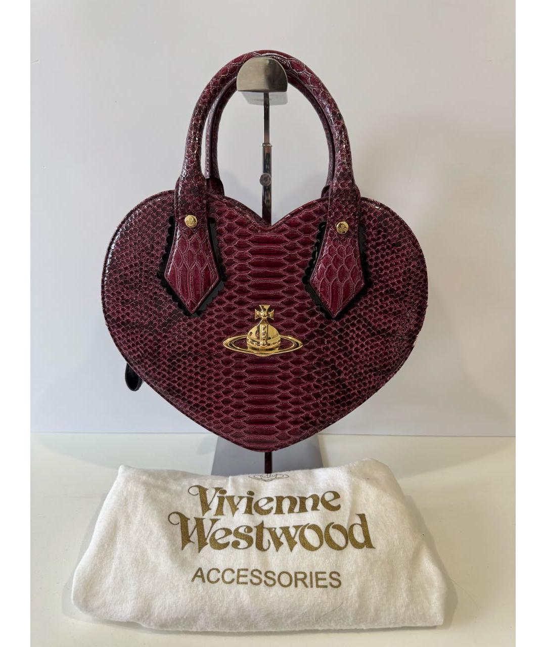 VIVIENNE WESTWOOD Бордовая кожаная сумка с короткими ручками, фото 7