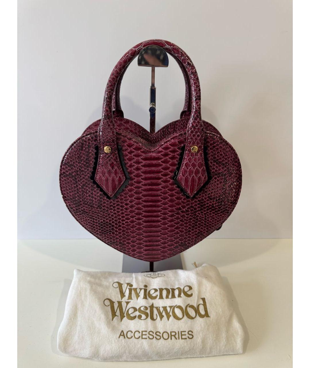 VIVIENNE WESTWOOD Бордовая кожаная сумка с короткими ручками, фото 2