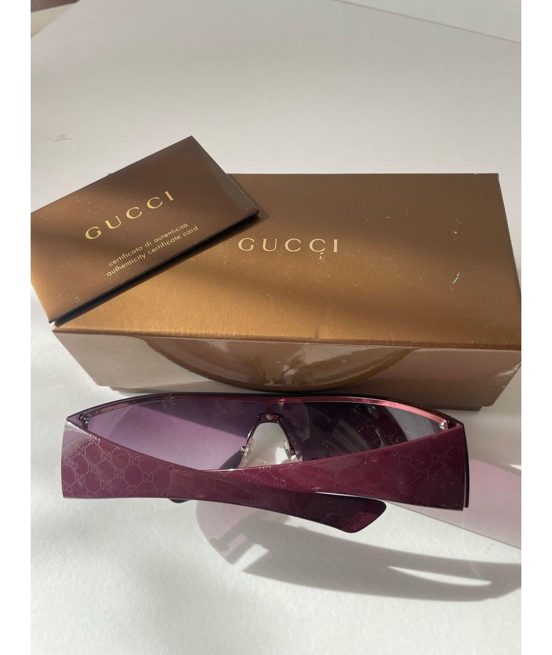GUCCI Бордовые пластиковые солнцезащитные очки, фото 4
