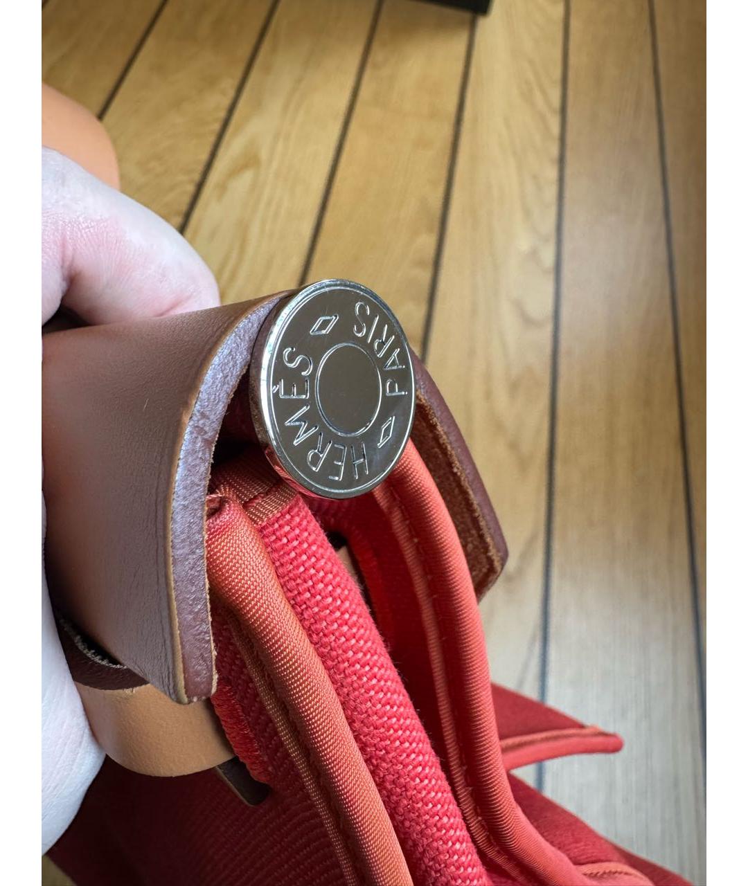 HERMES Красная тканевая сумка через плечо, фото 4