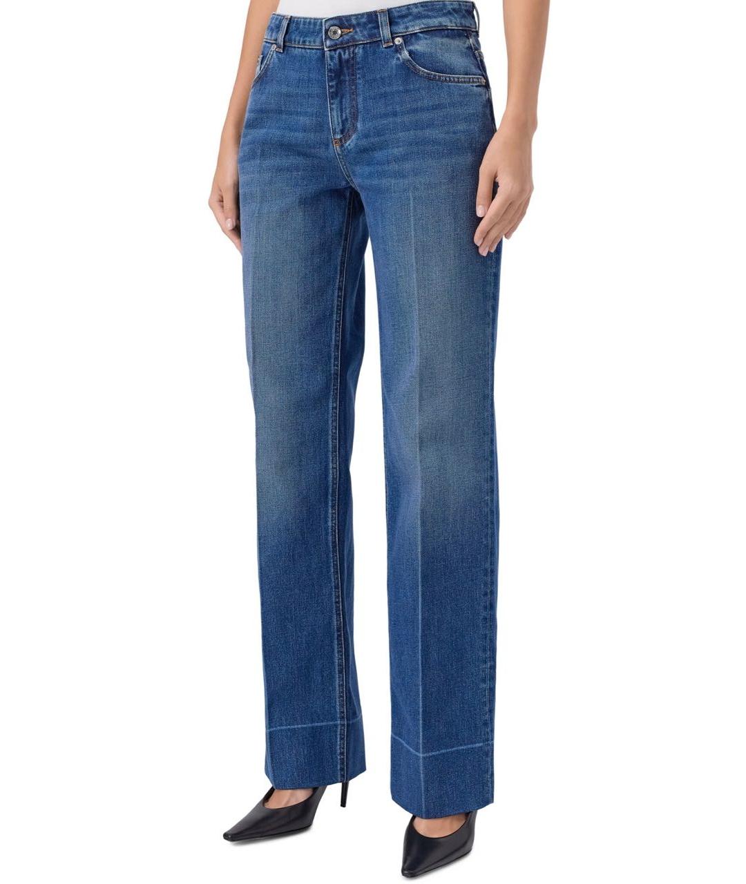 DOLCE&GABBANA Темно-синие хлопковые прямые джинсы, фото 2