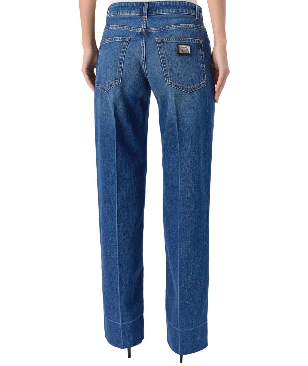 DOLCE&GABBANA Темно-синие хлопковые прямые джинсы, фото 3