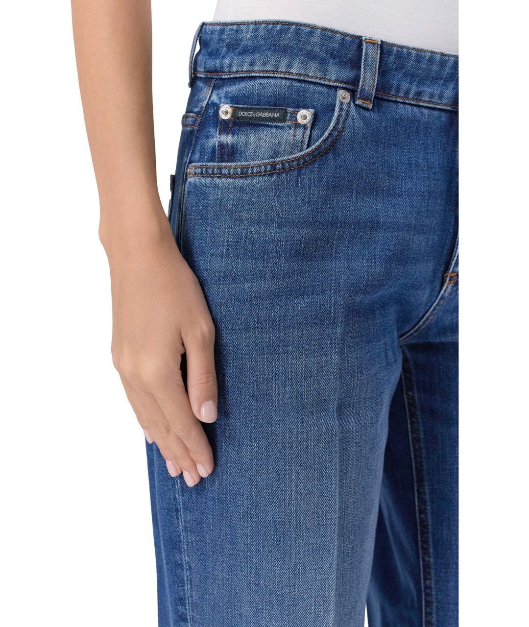 DOLCE&GABBANA Темно-синие хлопковые прямые джинсы, фото 4