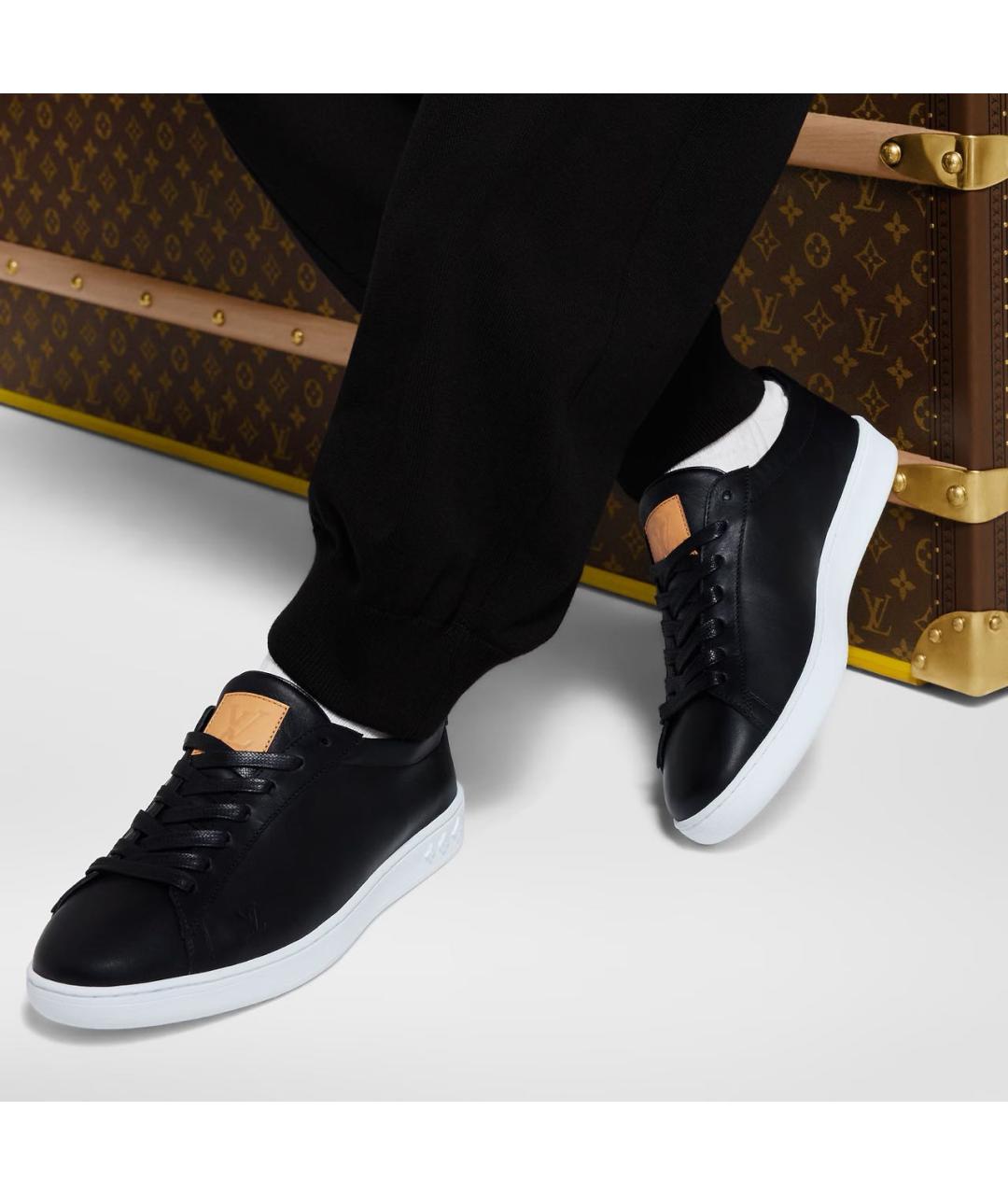 LOUIS VUITTON Черные кожаные низкие кроссовки / кеды, фото 4