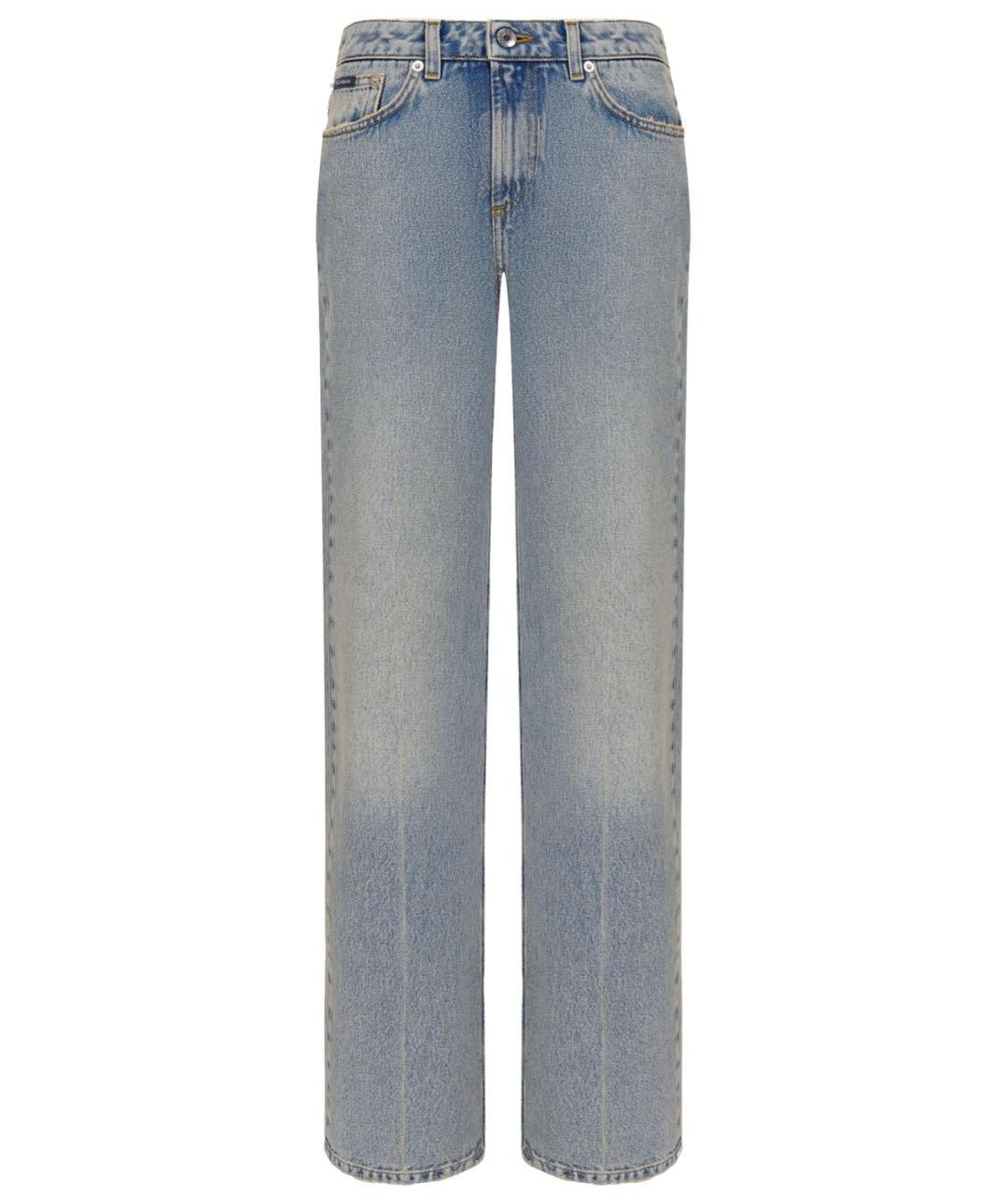 DOLCE&GABBANA Голубые хлопковые прямые джинсы, фото 1