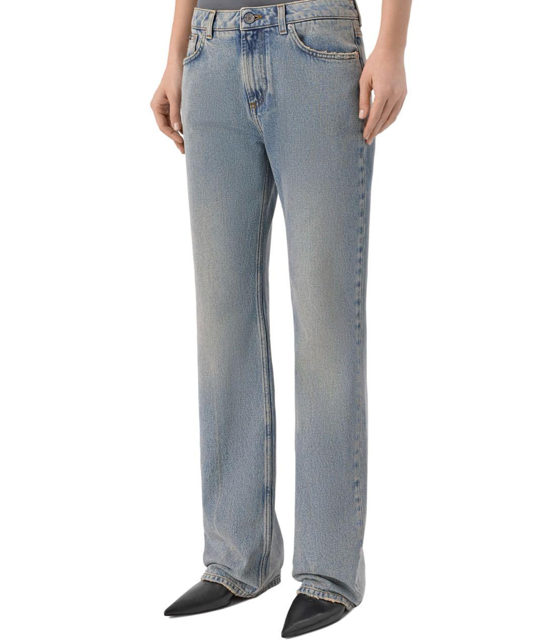 DOLCE&GABBANA Голубые хлопковые прямые джинсы, фото 2