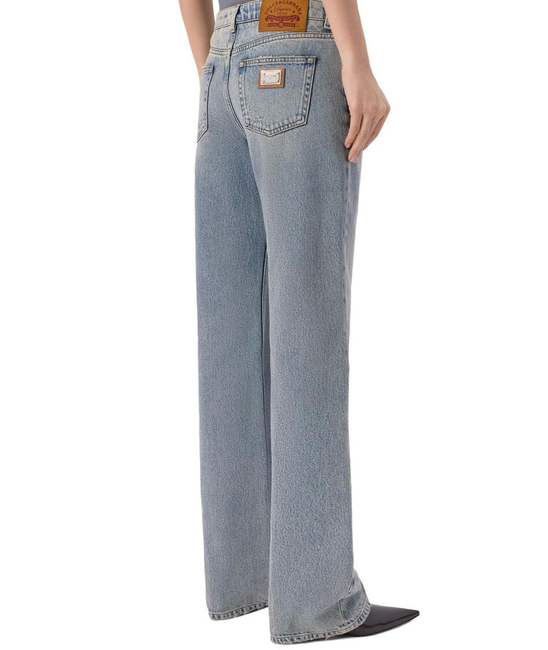 DOLCE&GABBANA Голубые хлопковые прямые джинсы, фото 3