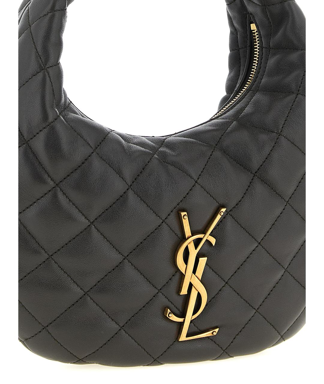 SAINT LAURENT Коричневая кожаная сумка с короткими ручками, фото 3