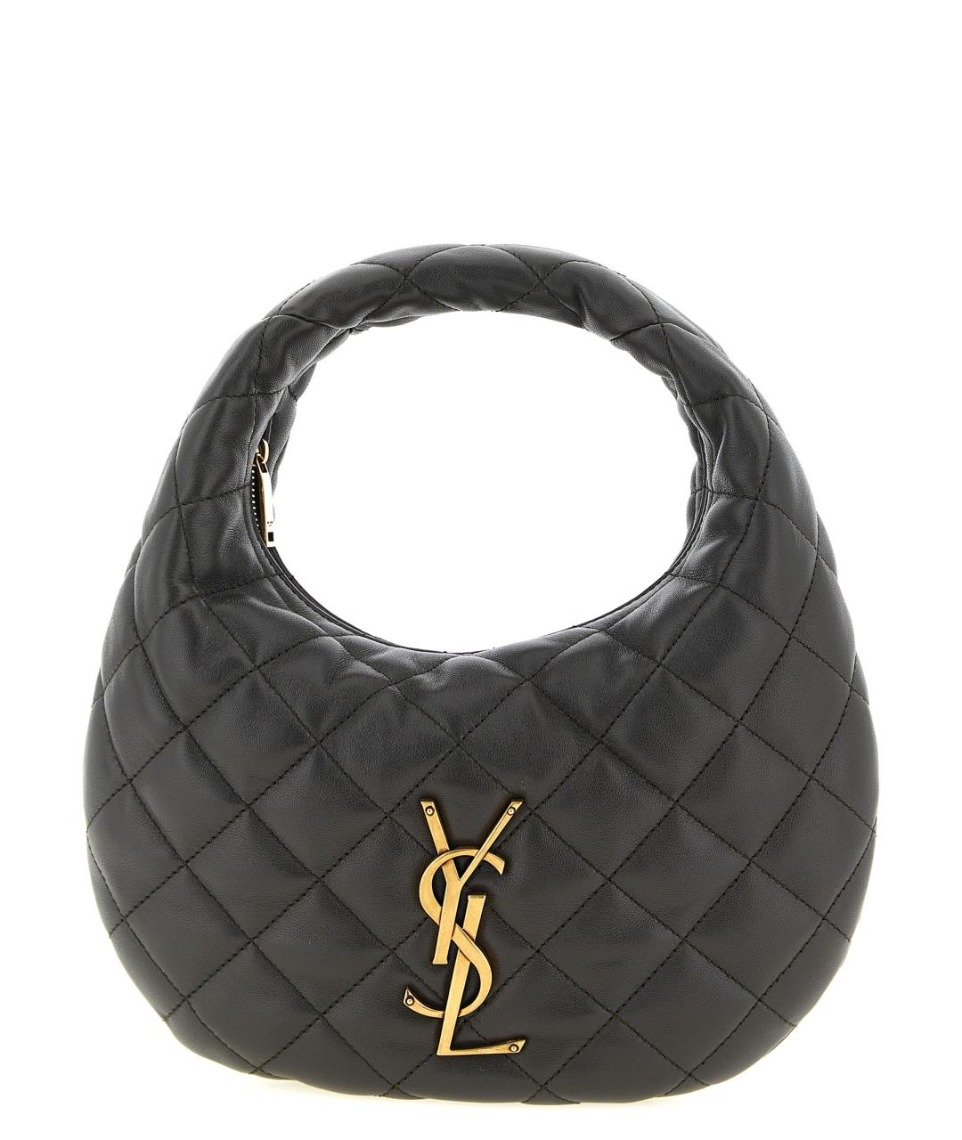 SAINT LAURENT Коричневая кожаная сумка с короткими ручками, фото 1