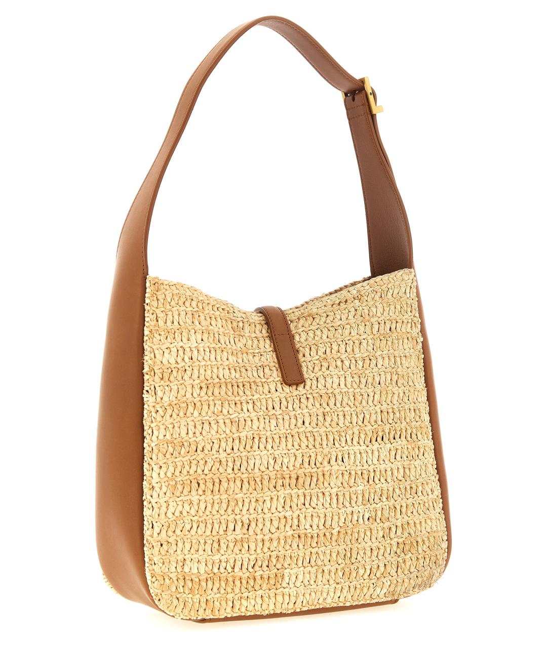 SAINT LAURENT Бежевая пелетеная сумка через плечо, фото 2