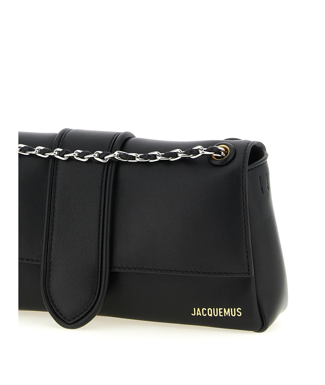 JACQUEMUS Черная кожаная сумка через плечо, фото 3