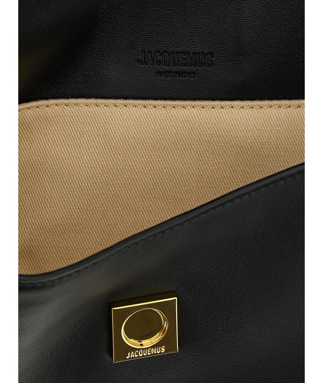 JACQUEMUS Черная кожаная сумка через плечо, фото 4