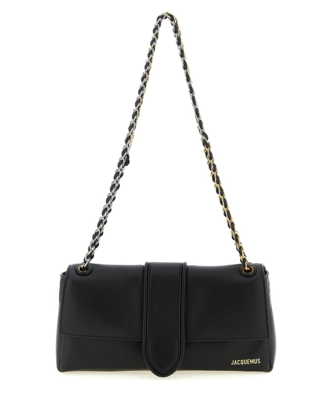 JACQUEMUS Черная кожаная сумка через плечо, фото 1