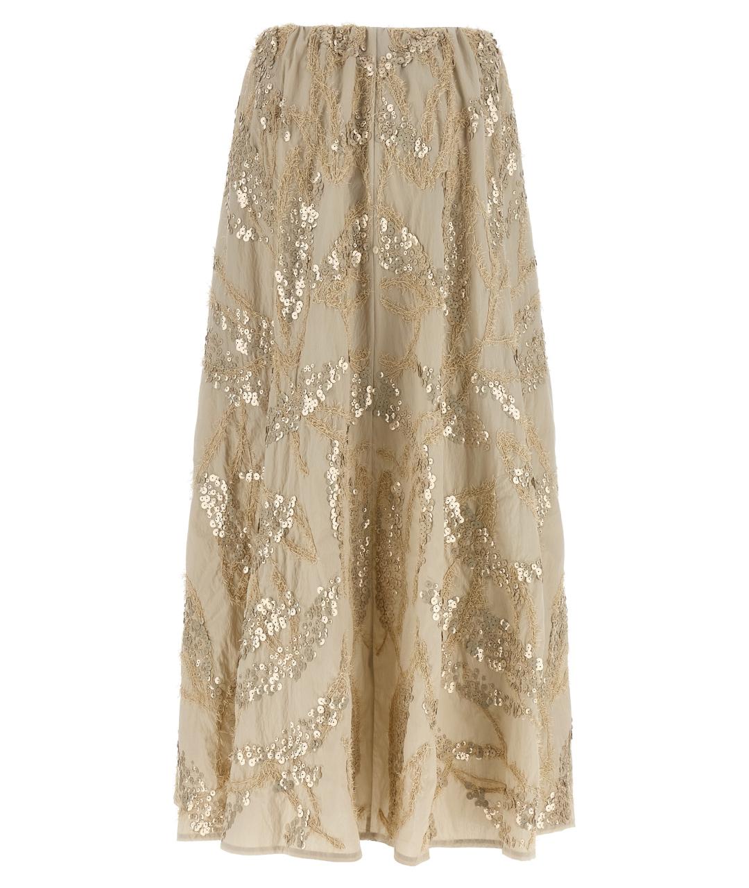 BRUNELLO CUCINELLI Бежевая хлопковая юбка макси, фото 2
