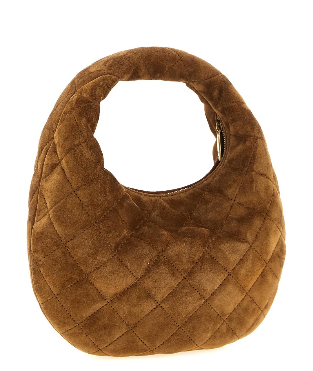 SAINT LAURENT Коричневая замшевая сумка с короткими ручками, фото 2