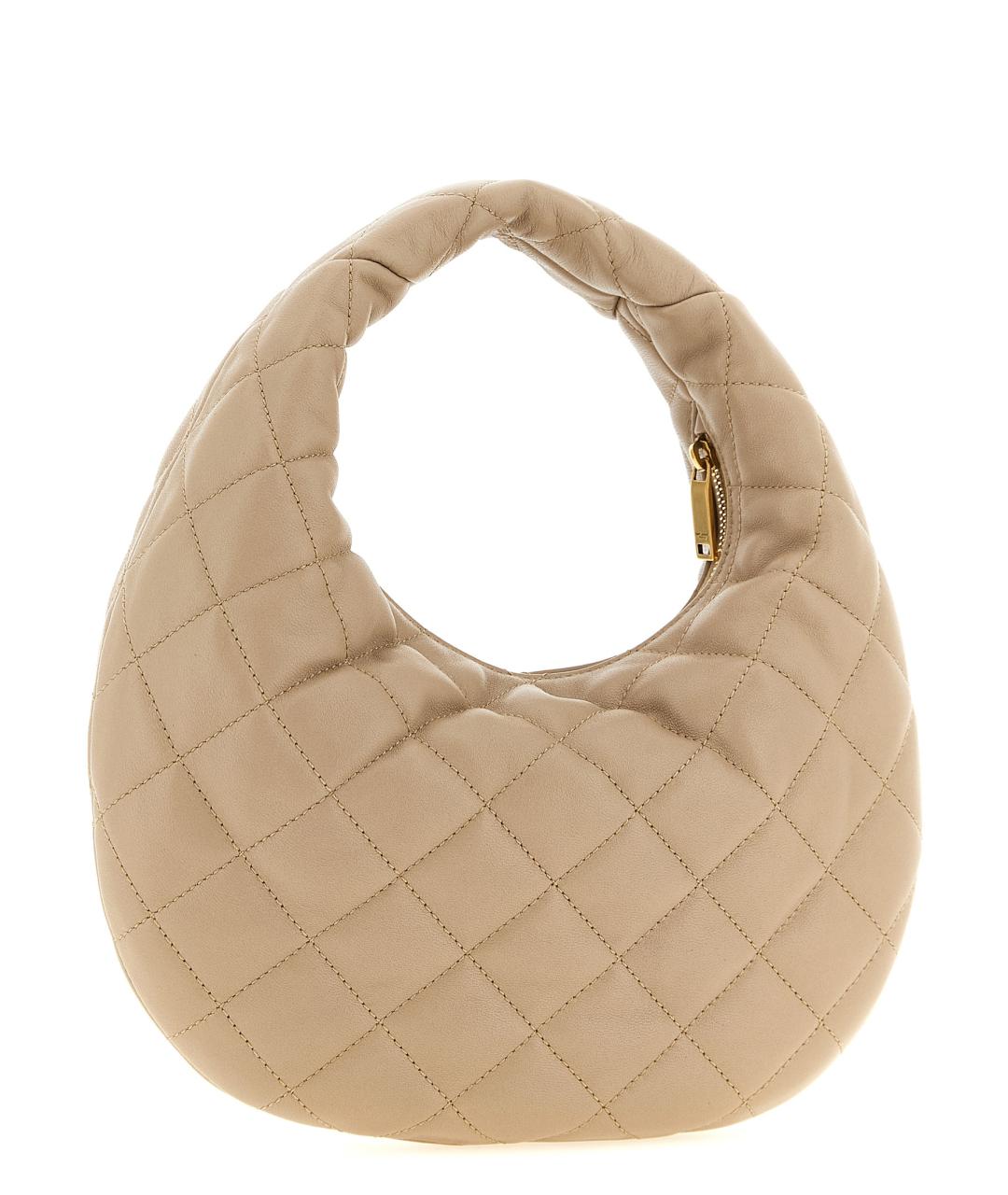 SAINT LAURENT Бежевая кожаная сумка с короткими ручками, фото 2